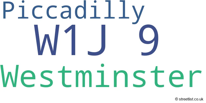 A word cloud for the W1J 9 postcode